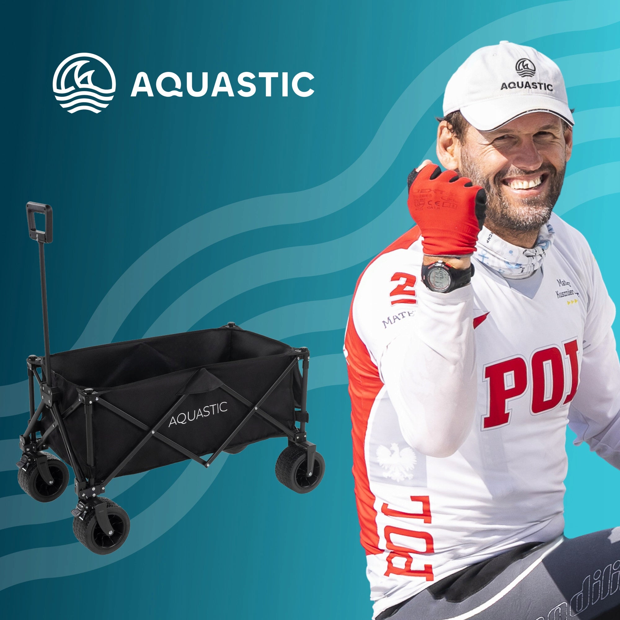 LARGE FOLDING Hiking Cart for Beach Camping Garden 127L AQUASTIC CARO Manufacturer code AQS-CAR001