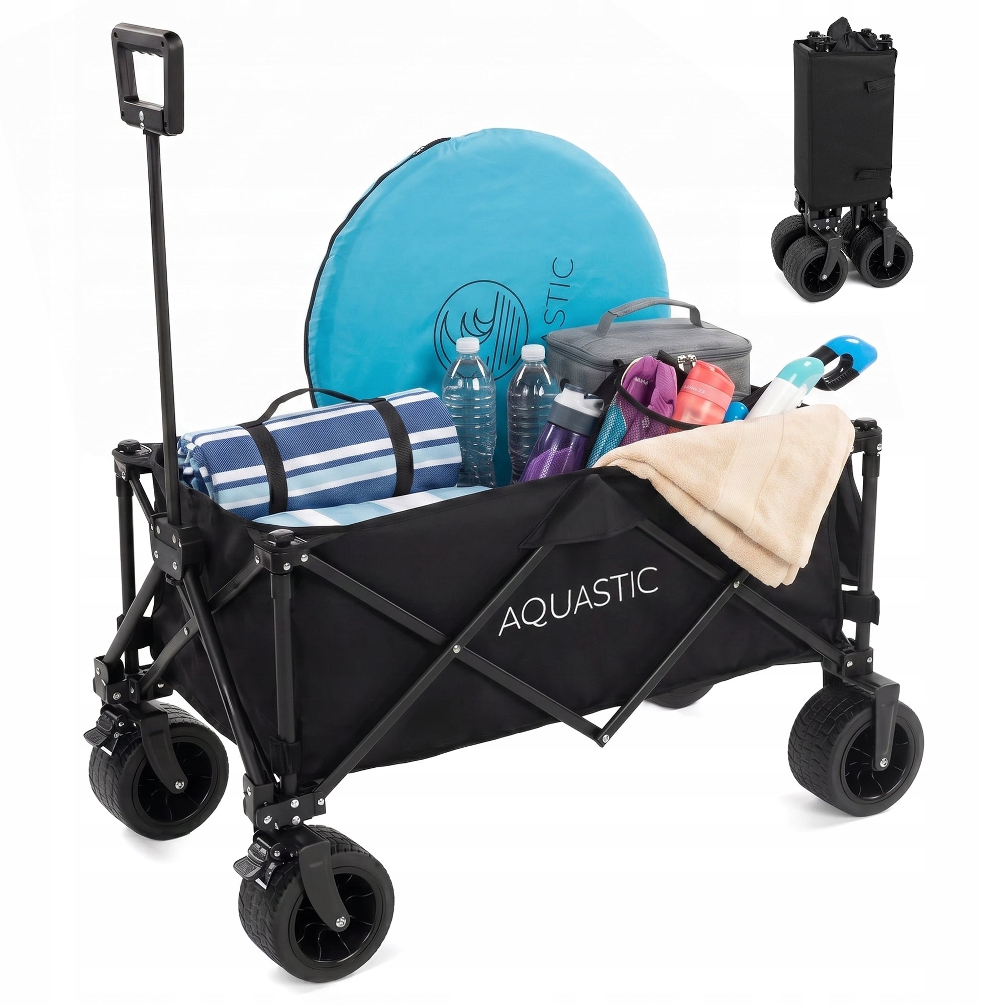 LARGE FOLDING Hiking Cart for Beach Camping Garden 127L AQUASTIC CARO