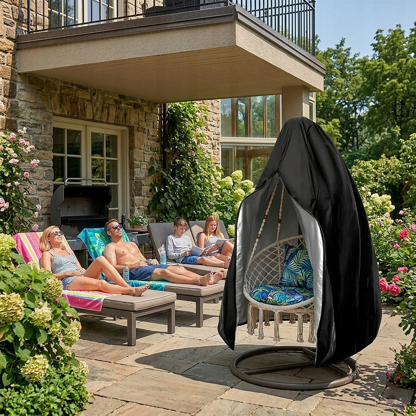 LARGE GARDEN CHAIR COVER HANGING DOUBLE SWING COCOON TARPAULIN Product width 115 cm