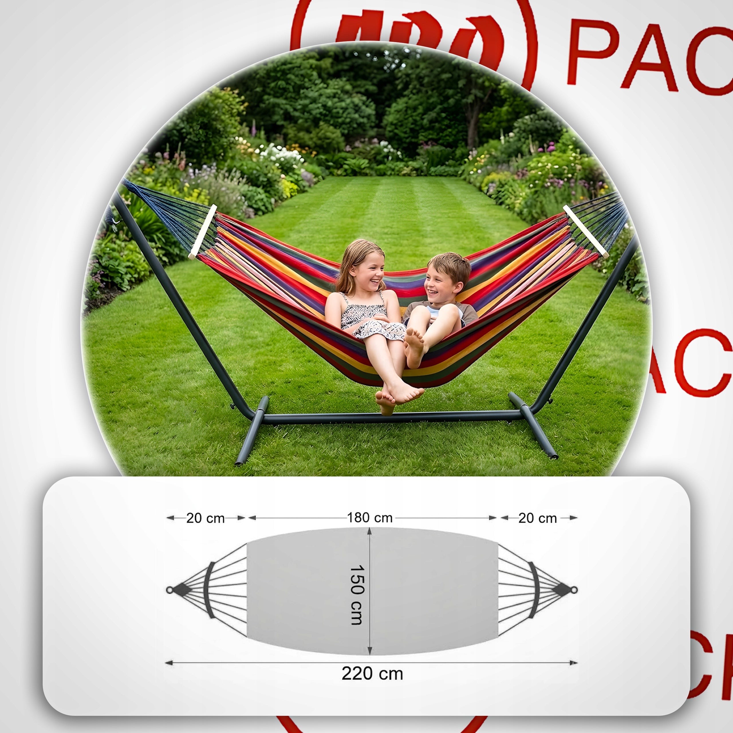 LARGE GARDEN HAMMOCK DOUBLE XXL SWING STABLE HEADBAND WITH COVER Manufacturer code ARO-Hamak