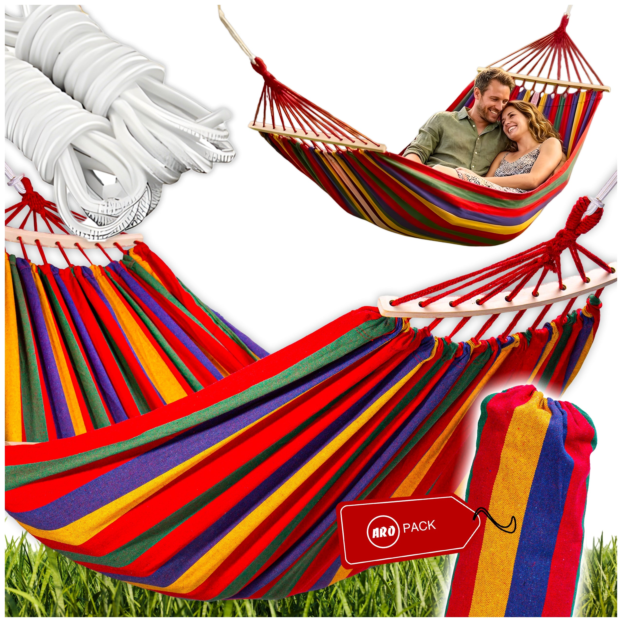 LARGE GARDEN HAMMOCK DOUBLE XXL SWING STABLE HEADBAND WITH COVER
