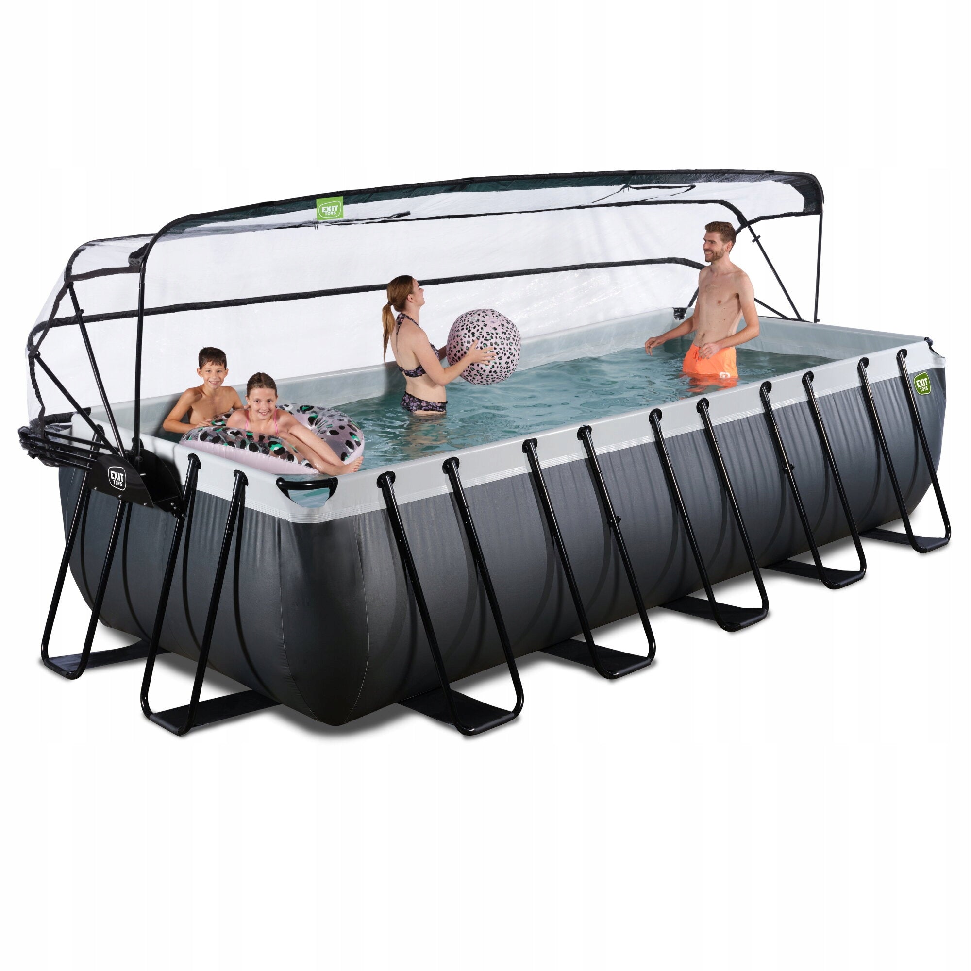 LARGE GARDEN POOL 540x250x122 CM WITH SAND PUMP, LADDER AND ROOF Packaging status original