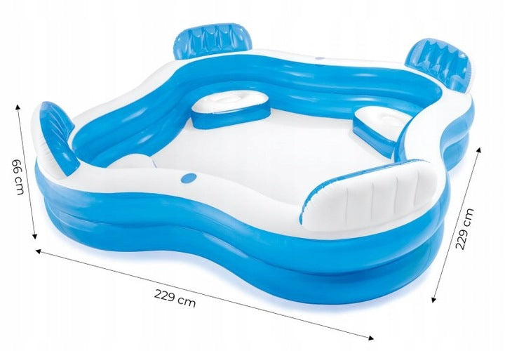 LARGE GARDEN POOL INTEX WITH 4 SEATER SEATS FOR CHILDREN Volume 990 l