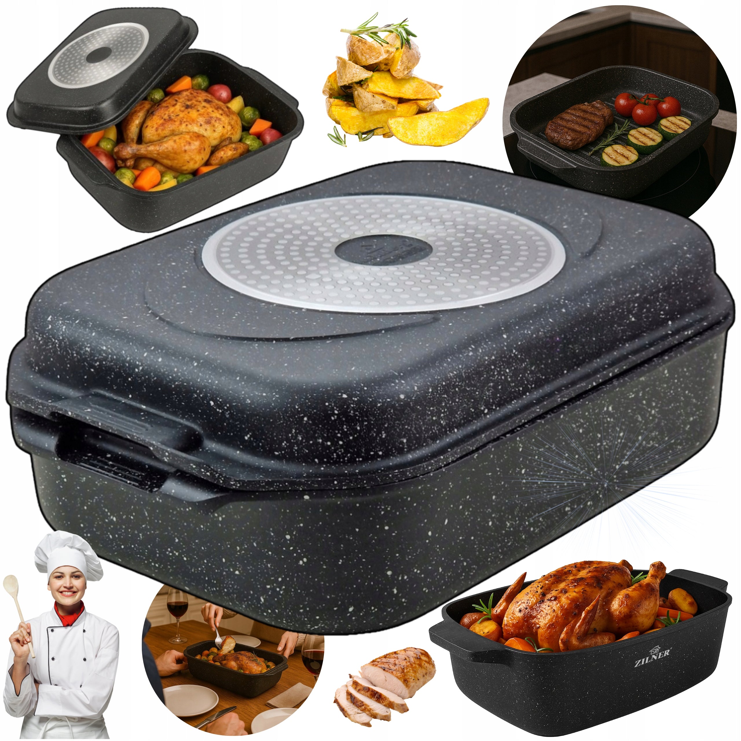 LARGE GENTLEMAN FOR OVEN 6L Dish 2in1 FOR INDUCTION GAS 34cm
