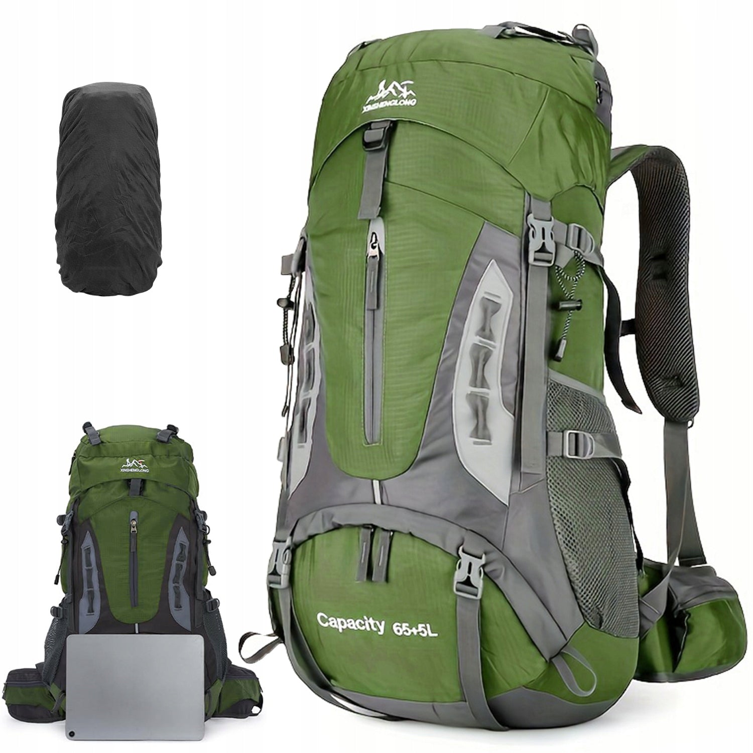 LARGE HIKING BACKPACK TREKKING MOUNTAIN 70L MEN'S WOMEN'S STRONG IN THE MOUNTAINS