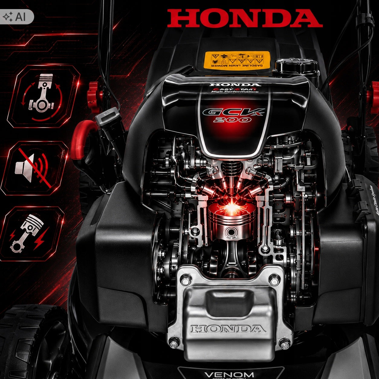 LARGE HONDA DIESEL MOWER WITH VENOM 5,7HP MULCHING 53CM 2xKnife Manufacturer code KOSIARKA SPALINOWA PM53-201H