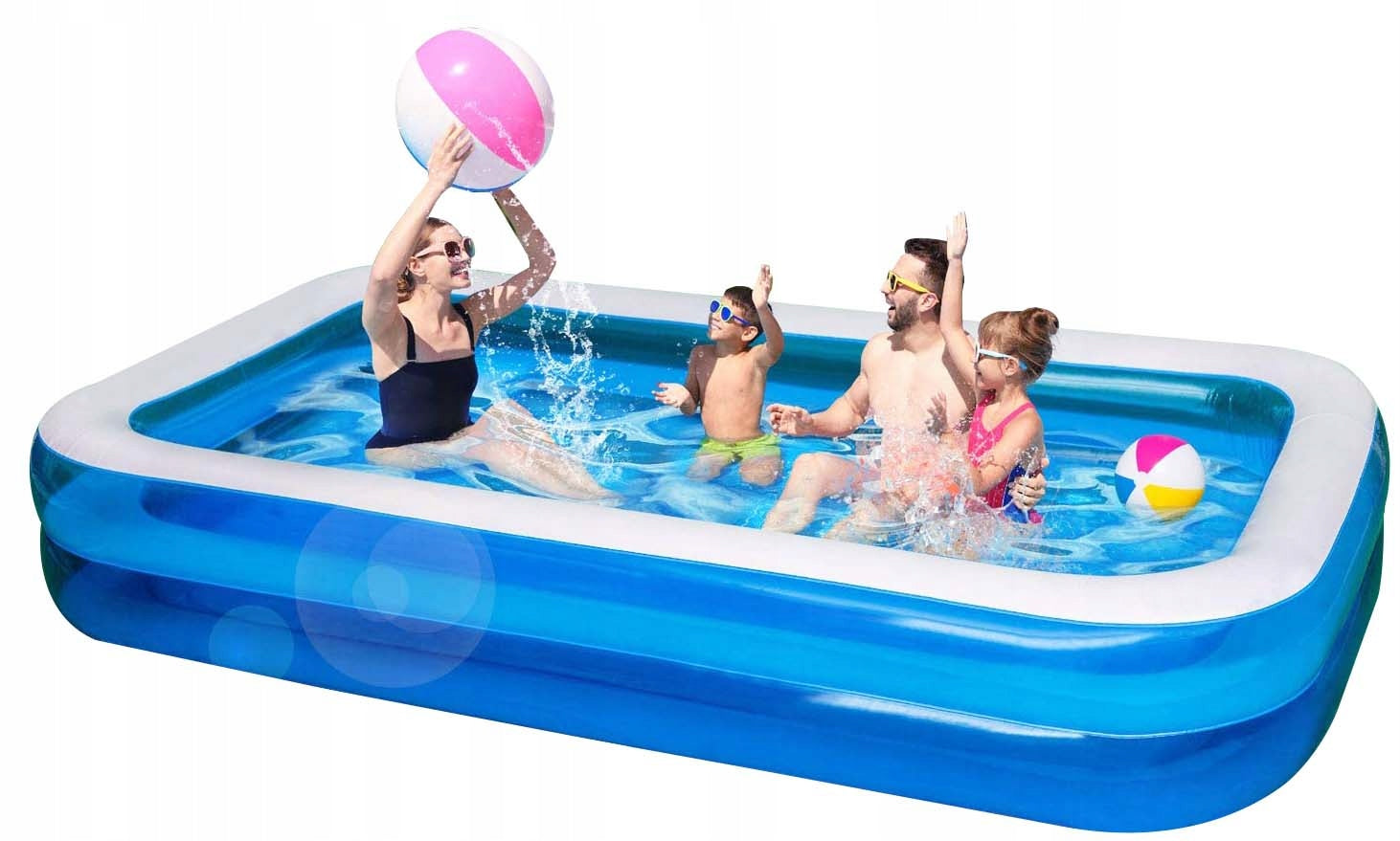 LARGE INFLATABLE GARDEN POOL 262x175x51 cm FAMILY FOR CHILDREN RECTANGULAR Brand Jilong