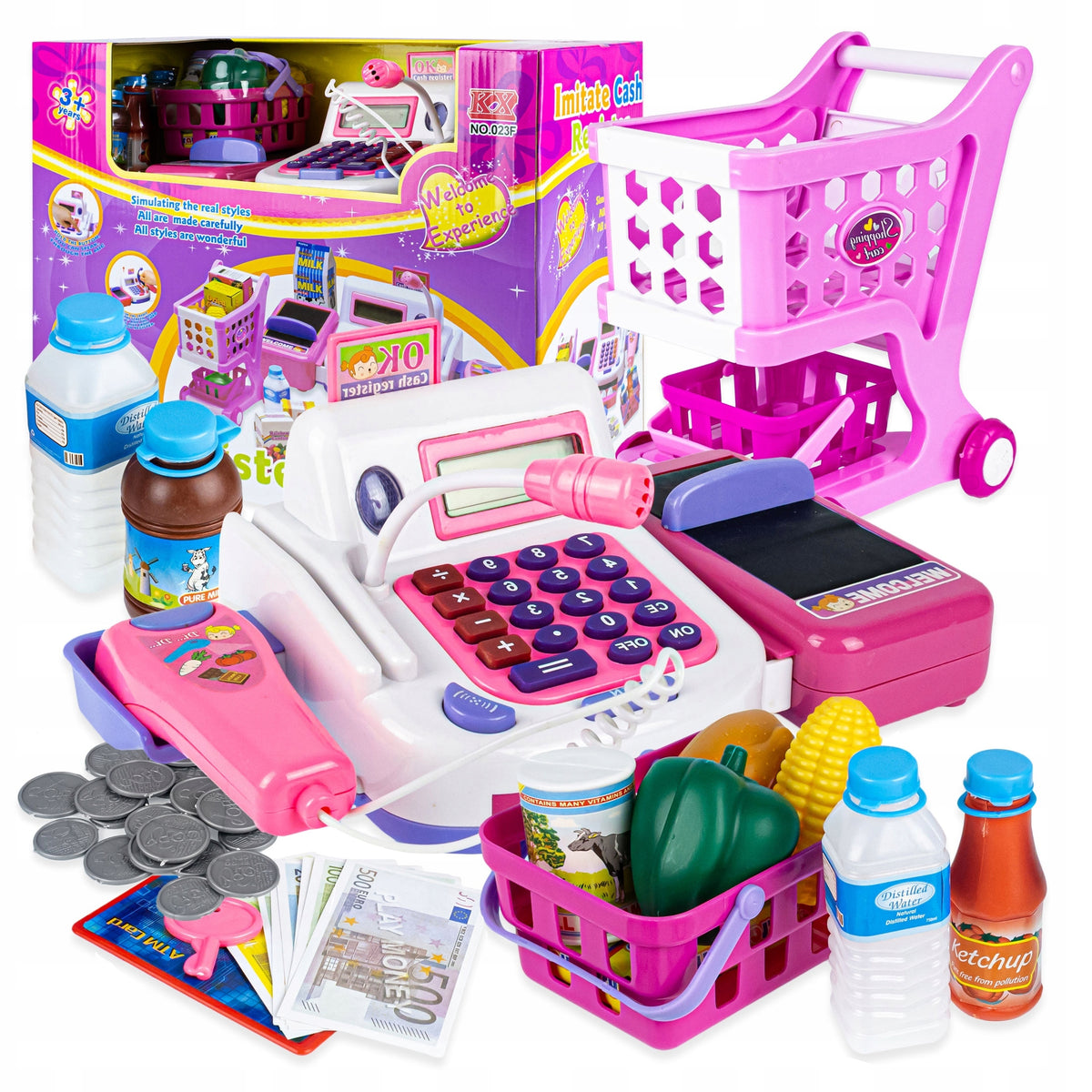 LARGE INTERACTIVE CASH REGISTER FOR KIDS BASKET STROLLER + ACCESSORIES Gift Manufacturer code LT38