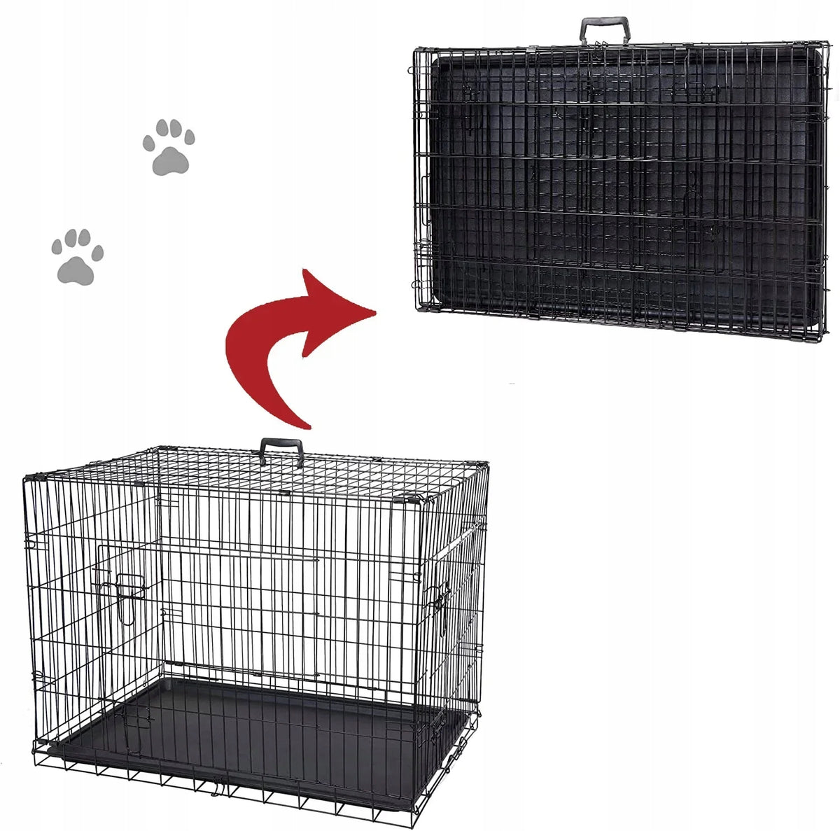 LARGE KENEL CAGE METAL DOG PLAYPEN TRANSPORTER 121x76cm BREED LARGE Packaging status original