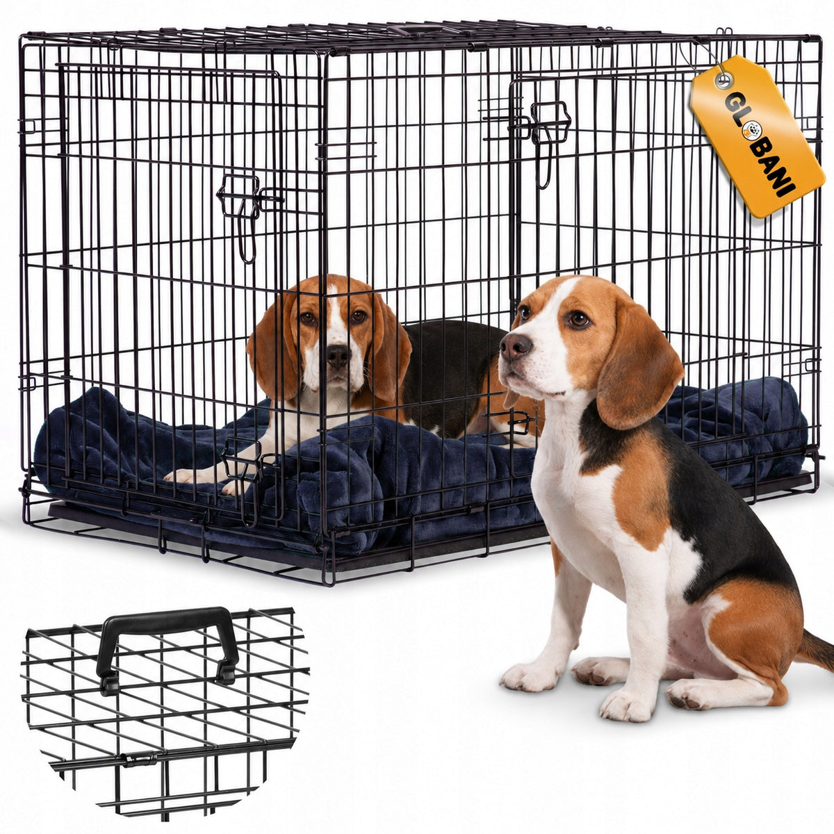 LARGE KENNEL CAGE METAL PLAYPEN Transporter for DOG DOGS 78x48x56 cm M