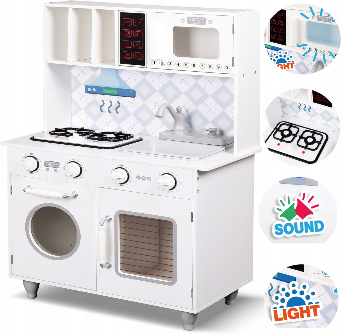 LARGE KITCHEN WOODEN Stove for Kids INTERACTIVE LED Sound Light
