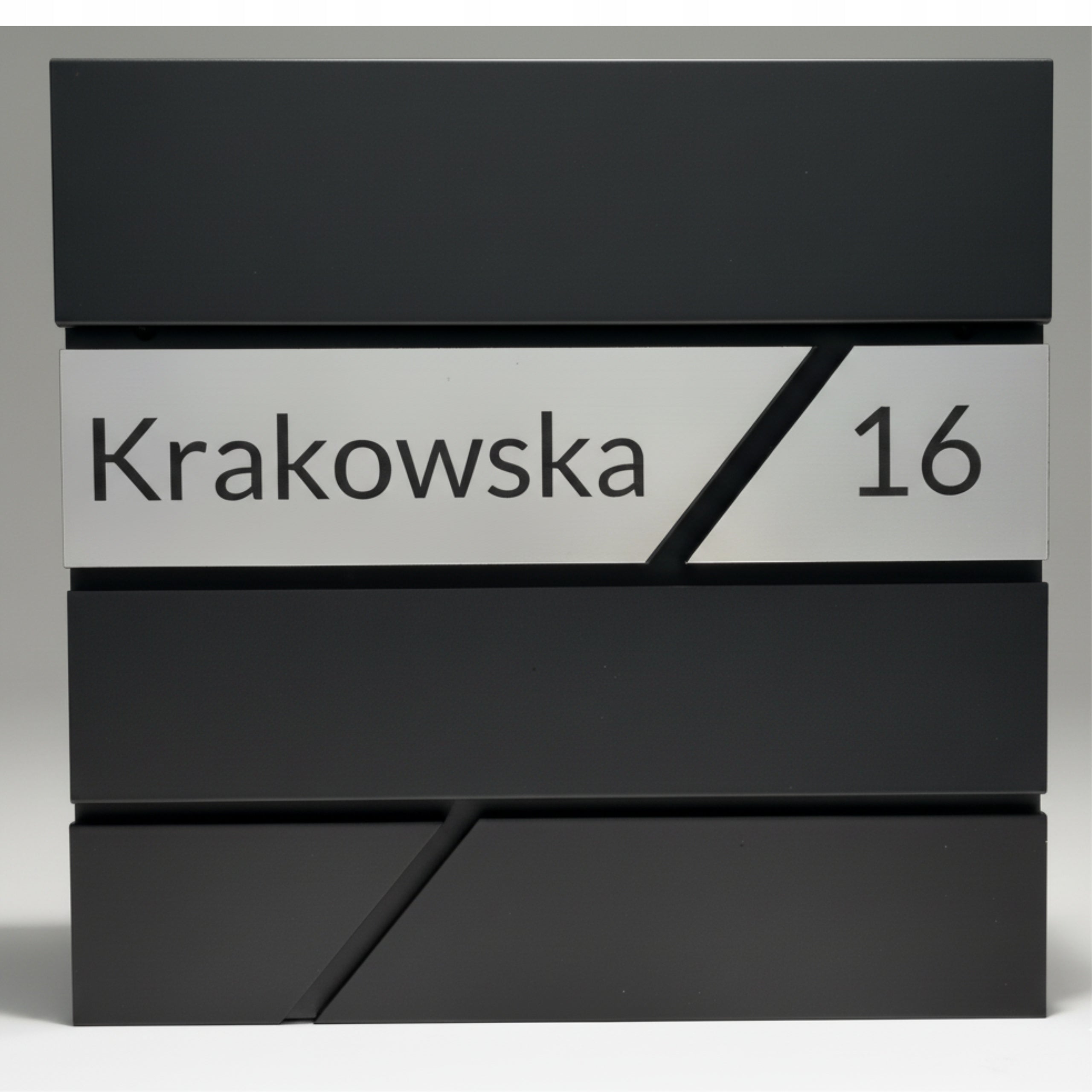 LARGE LETTERBOX WITH ADDRESS HOUSE NUMBER ANTHRACITE MAIL ENGRAVED Shade charcoal