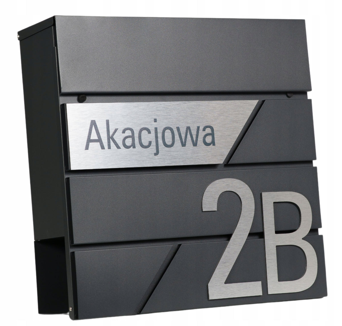 LARGE LETTERBOX WITH HOUSE NUMBER ANTHRACITE NEWSPAPER