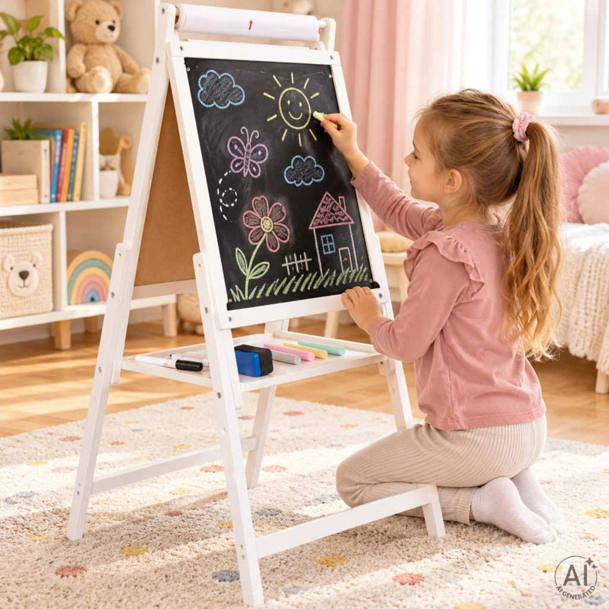 LARGE MAGNETIC CHALKBOARD FOR EDUCATIONAL WOODEN MAGNETS FOR CHILDREN Brand Ikonka