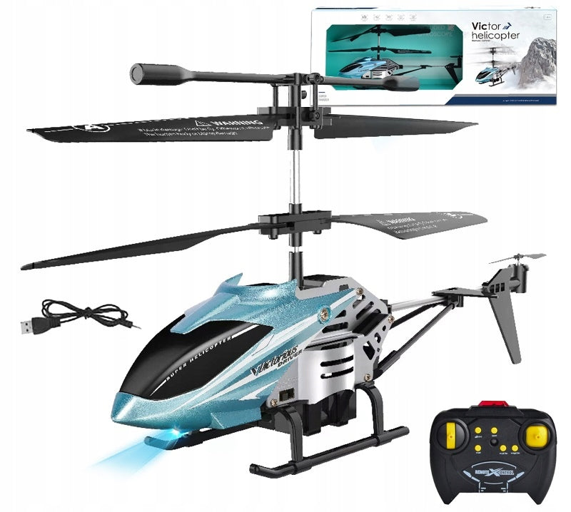 LARGE METAL HELICOPTER FOR RADIO WITH CHARGER CONTROLLED GYROSCOPE USB CHARGE Kind flying
