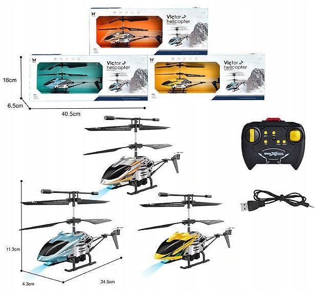 LARGE METAL HELICOPTER FOR RADIO WITH CHARGER CONTROLLED GYROSCOPE USB CHARGE Packaging status original