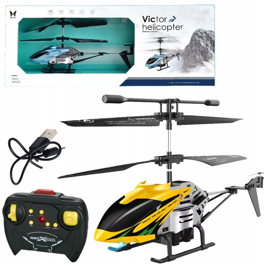 LARGE METAL HELICOPTER FOR RADIO WITH CHARGER CONTROLLED GYROSCOPE USB CHARGE