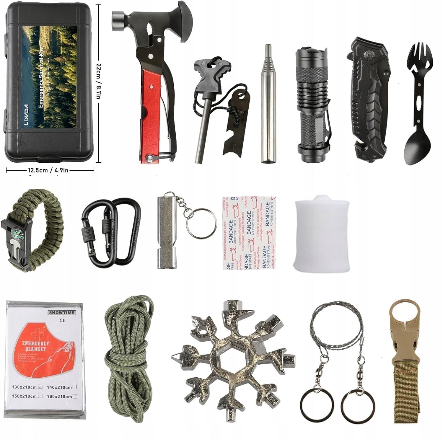 LARGE MILITARY SURVIVAL KIT TO SURVIVE ESSENTIAL 17 ELEMENTS XXL Brand no brand