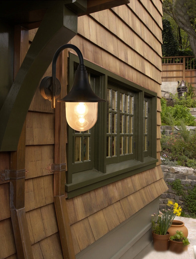 LARGE OUTDOOR WALL LAMP FOR LED LAMP GARDEN LANTERN FACADE E27 BLACK Thread type E27