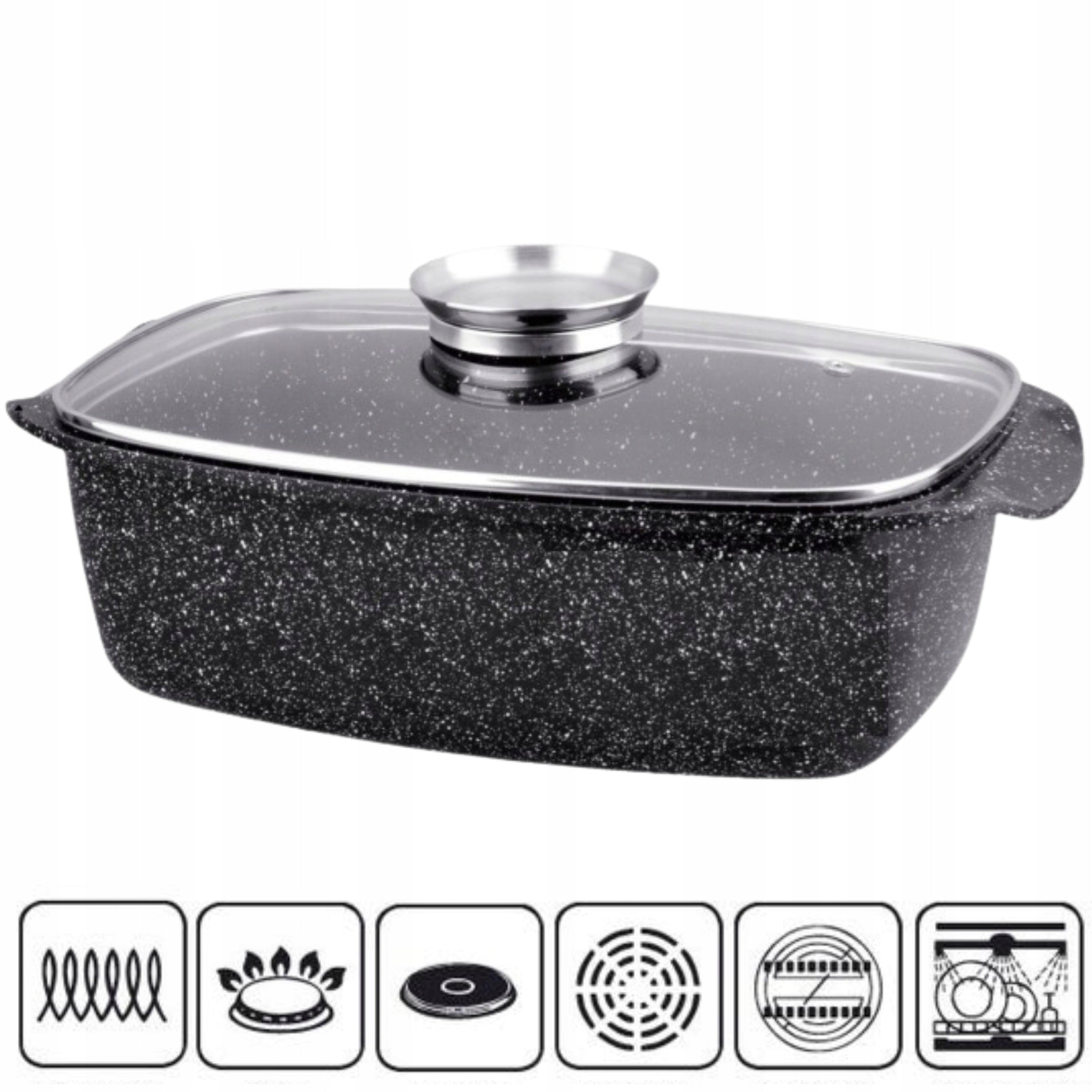 LARGE PAN MARBLED CERAMIC POT HEAVY NON-STICK AROMA Manufacturer code BRYTFANNA MARMUROWA DUŻA 5,5L AROMAKNOB 39 cm