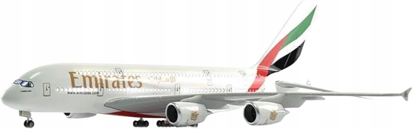 LARGE PASSENGER AIRCRAFT EMIRATES AIRBUS A380 METAL MODEL SOUND LIGHT Manufacturer code CA-045