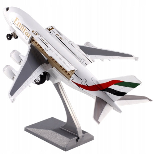 LARGE PASSENGER AIRCRAFT EMIRATES AIRBUS A380 METAL MODEL SOUND LIGHT