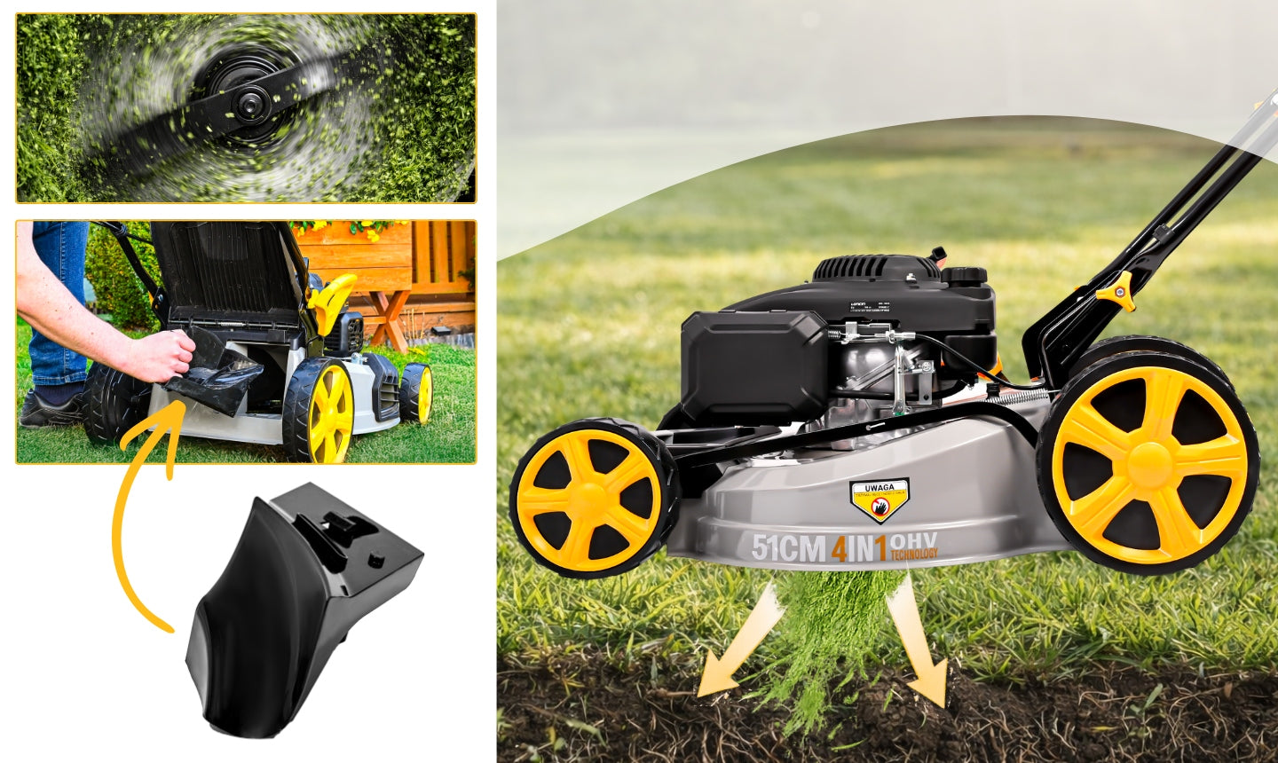 LARGE PETROL MOWER WITH GRASS DRIVE 196CC 53CM OHV LONCIN Mowing width 51 cm
