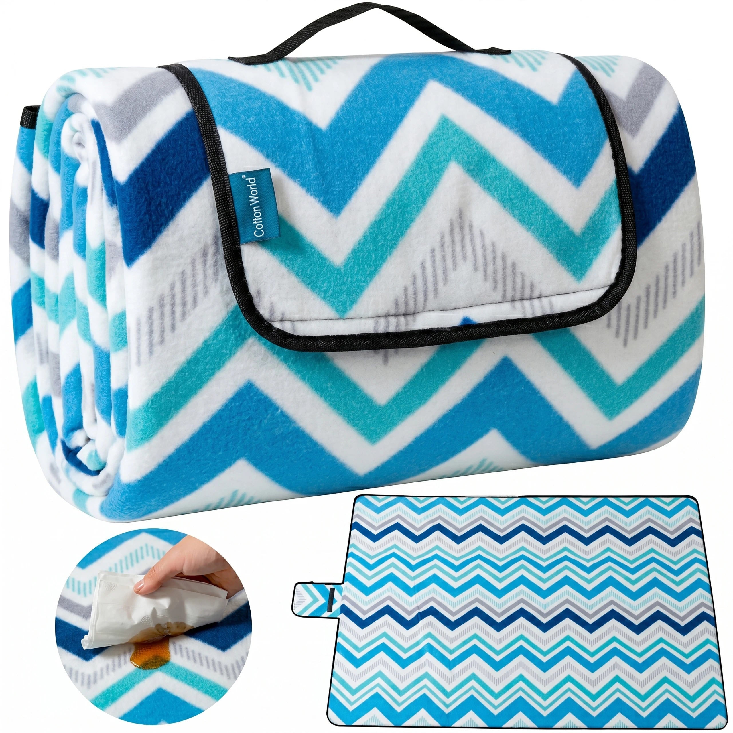 LARGE PICNIC BLANKET BEACH WONDER 200X200 WATERPROOF WITH INSULATION THICK XXL
