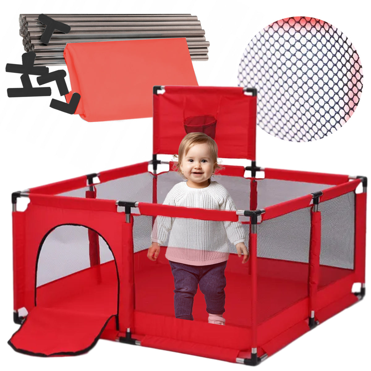 LARGE PLAYPEN FOR CHILDREN BASKETBALL SQUARE TOYS DRY POOL 128x128cm Brand Stator