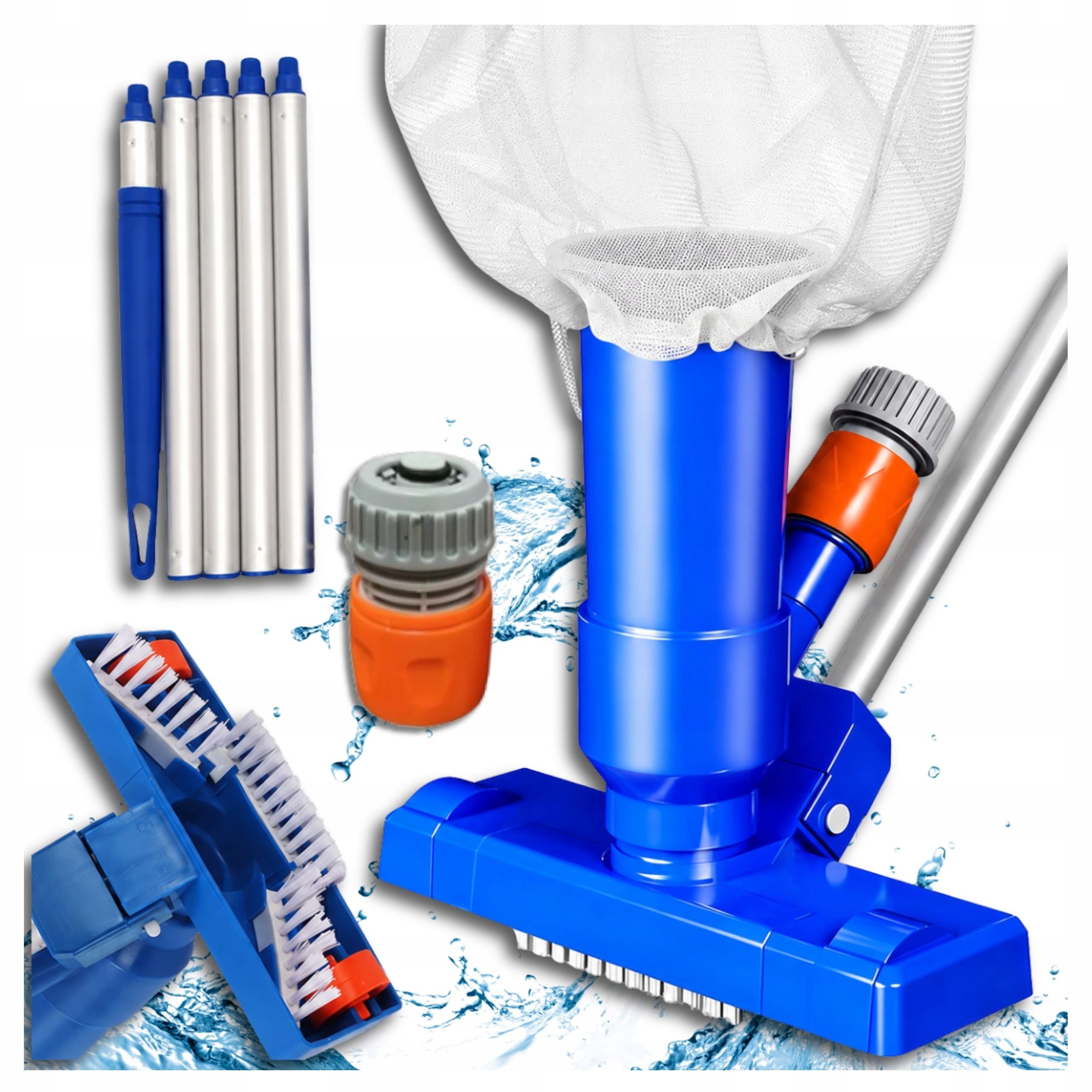 LARGE POOL BOTTOM CLEANING VACUUM CLEANER KIT TELESCOPIC POLE MESH