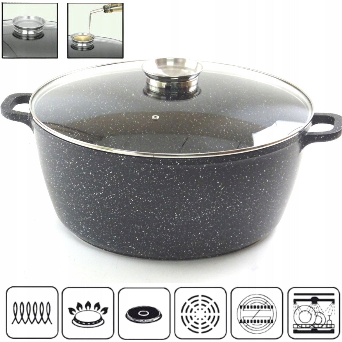 LARGE POT MARBLED SAUCEPAN NON-STICK pot 32cm 10.0L Packaging status original