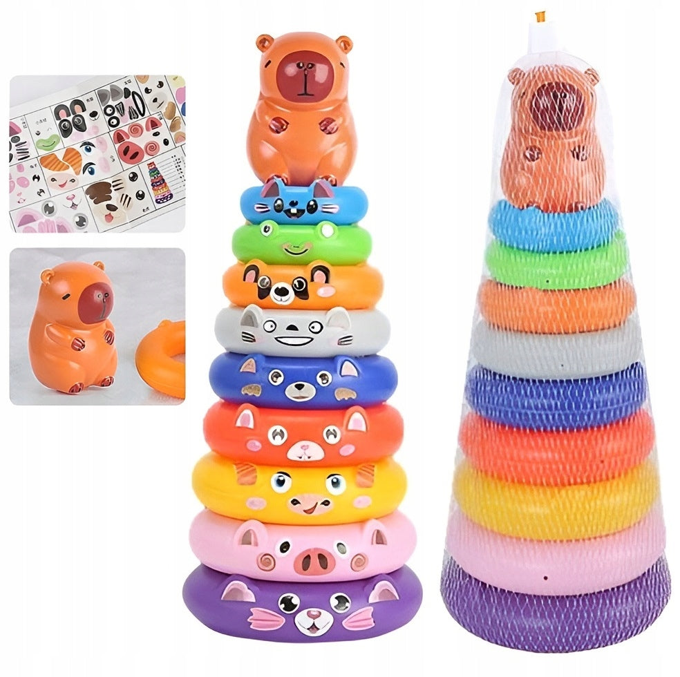 LARGE PYRAMID CAPYBARA COLORFUL 10EL SORTER EDUCATIONAL PUZZLE