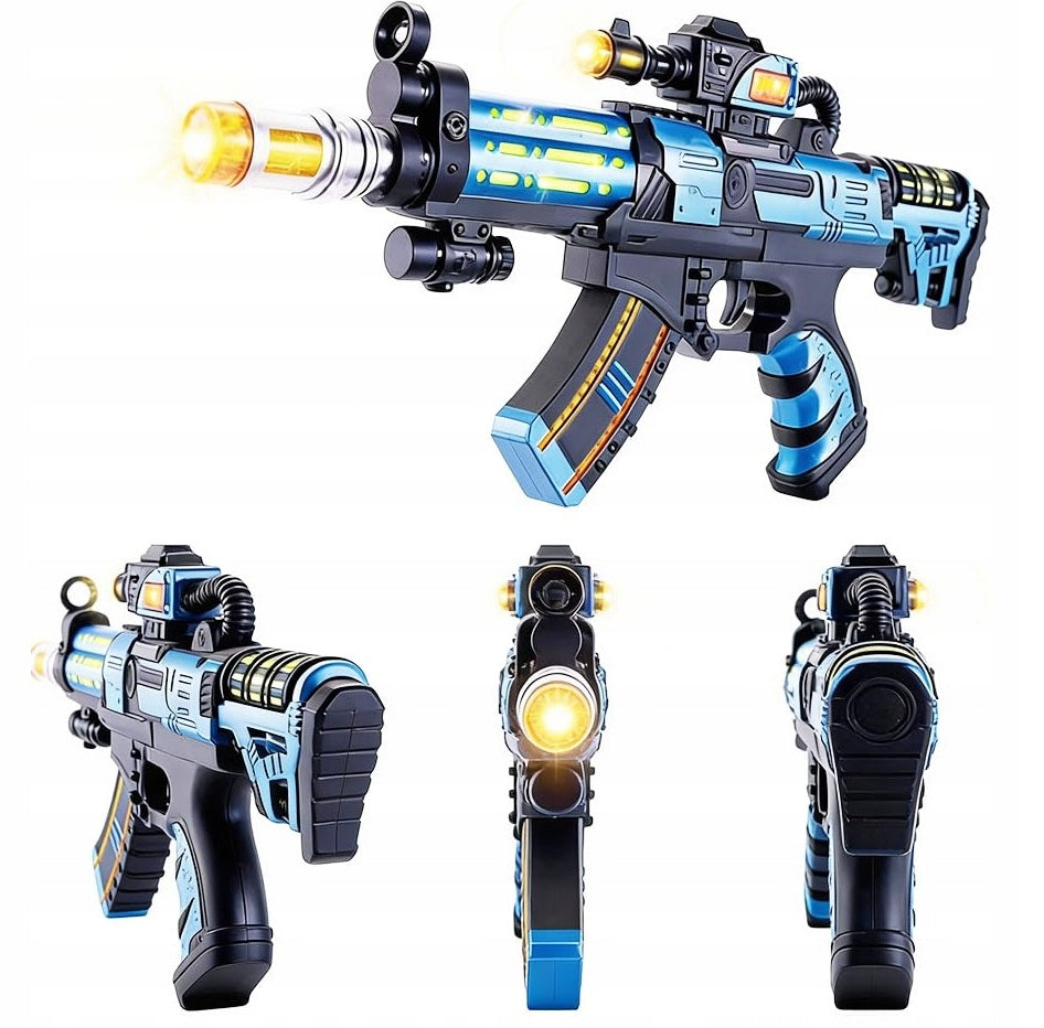 LARGE RIFLE GUN 41CM BATTERY OPERATED LIGHT SOUND GLOWING Packaging status original