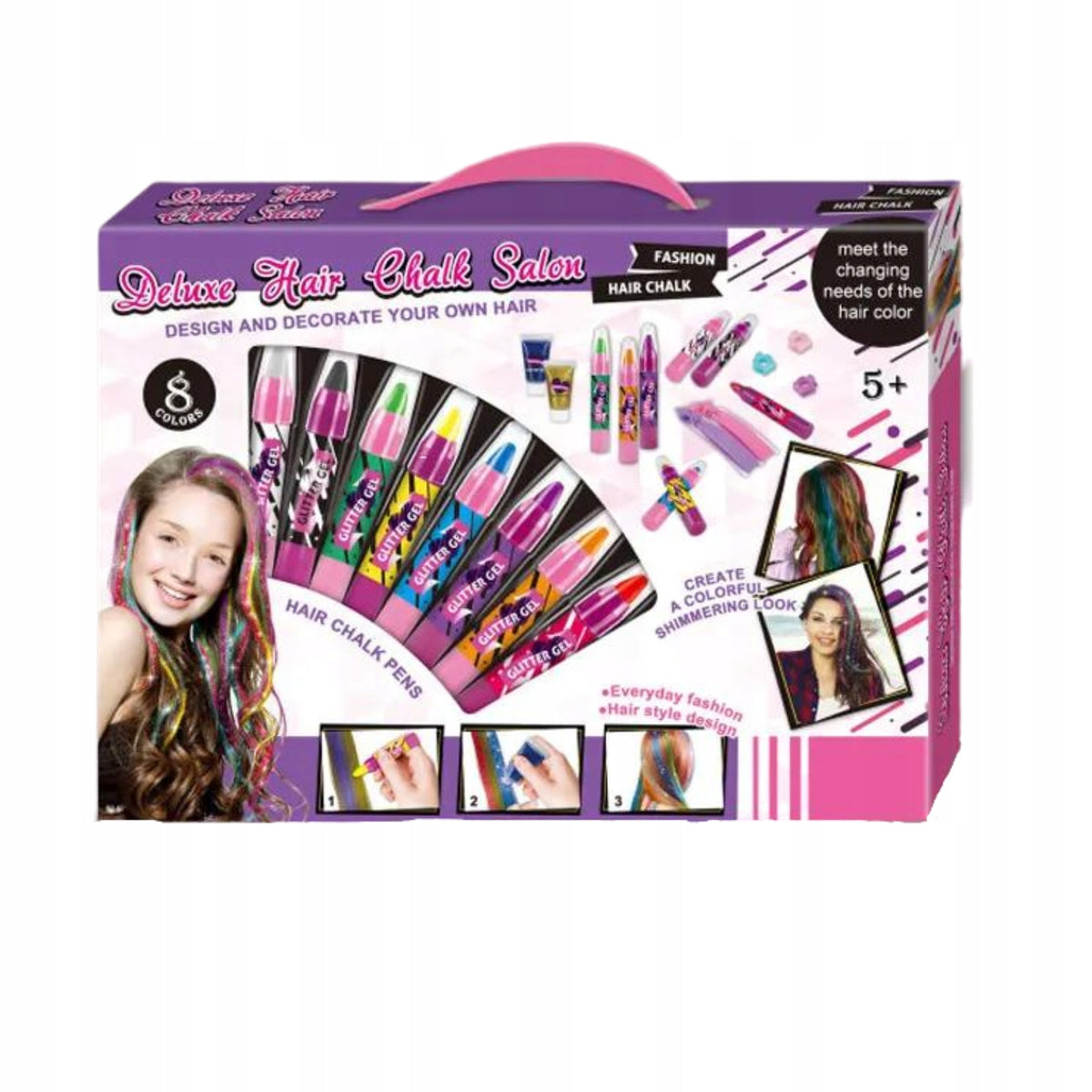 LARGE SET CREATIVE ARTISTIC COLORED HAIR CHALK GLITTER CLIPS Brand no brand