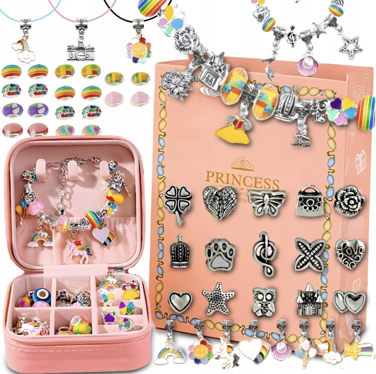 LARGE SET FOR MAKING BRACELETS AND NECKLACES CHARMS CASKET BEADS