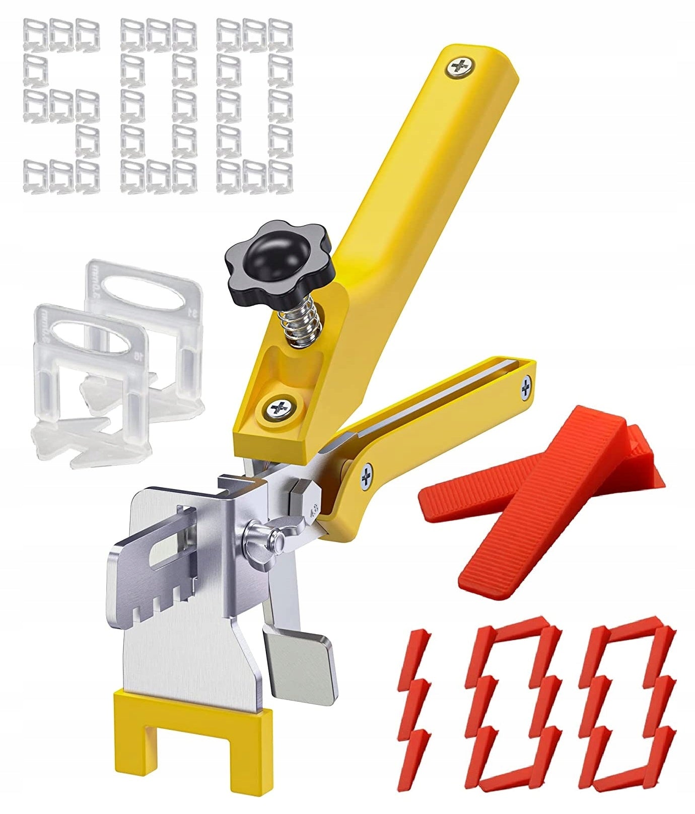 LARGE SET OF 500 CLIPS 2,0mm 100 WEDGES PLIERS LEVELING SYSTEM PLATE