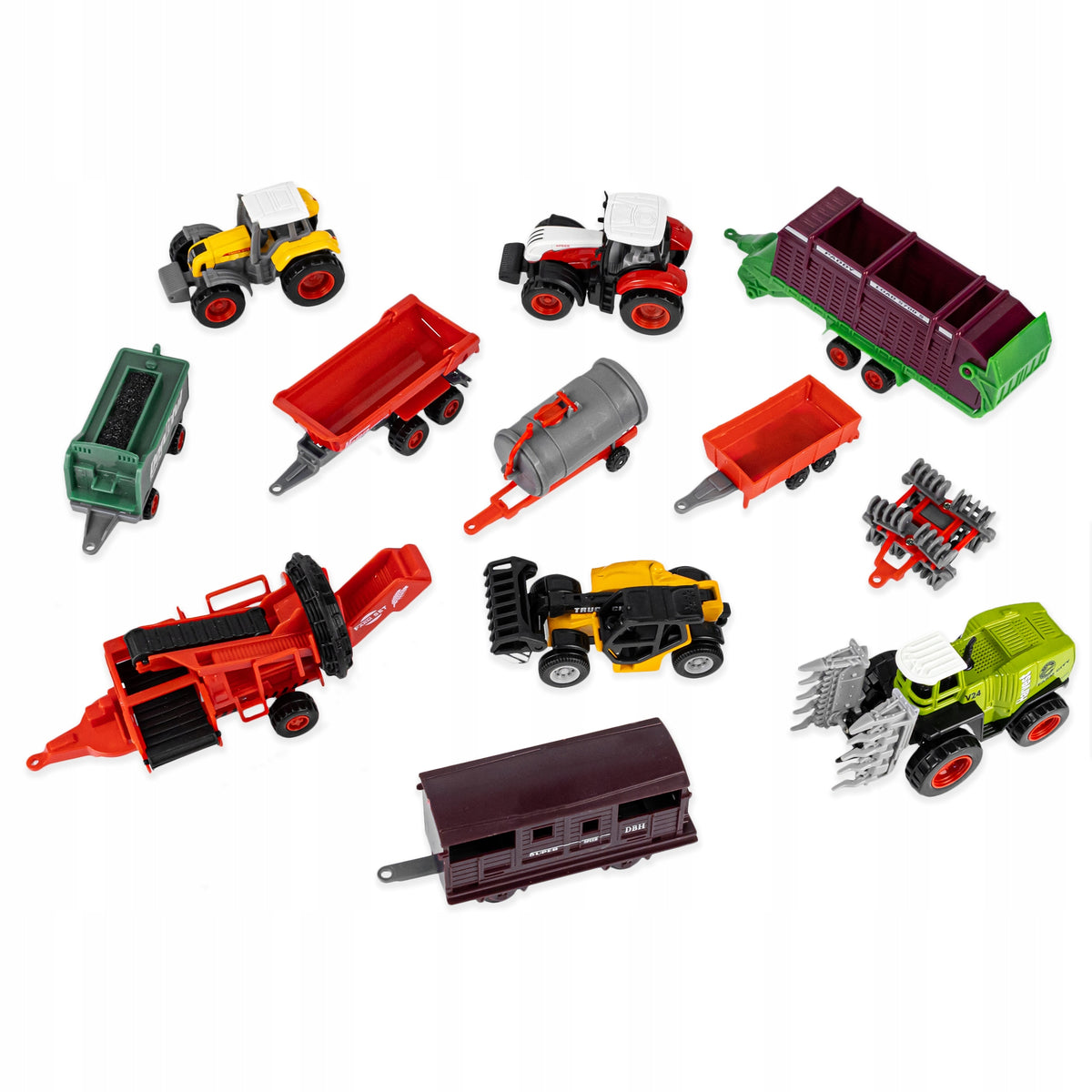 LARGE SET OF AGRICULTURAL VEHICLE MACHINERY FOR CHILDREN TWO TRACTORS TRACTOR PLOUGH Brand click4TOYS