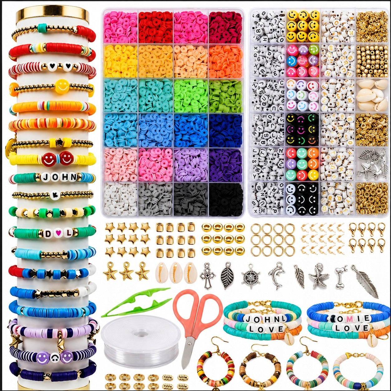 LARGE SET OF BEADS FOR MAKING JEWELRY BRACELETS LETTER BEADS