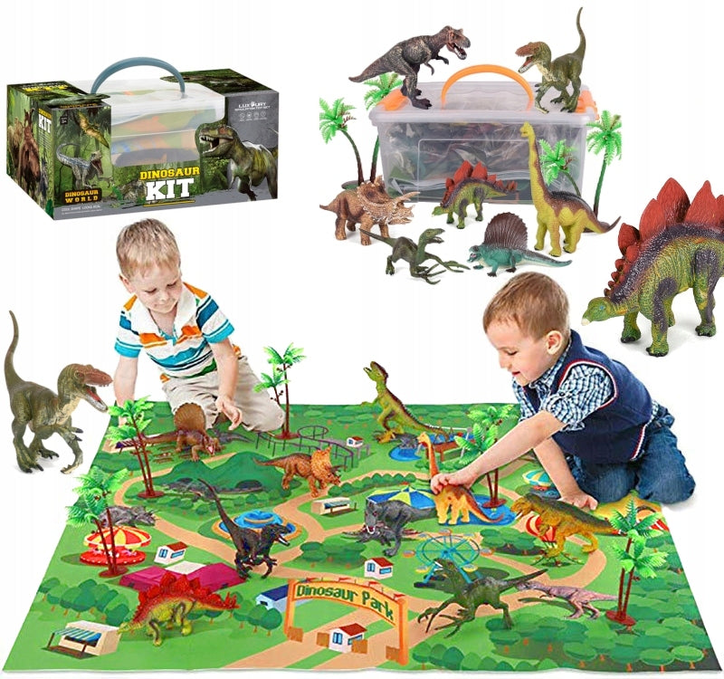 LARGE SET OF DINOSAUR FIGURINES + DINO MAT PARK T-REX DINOSAURS GIFT