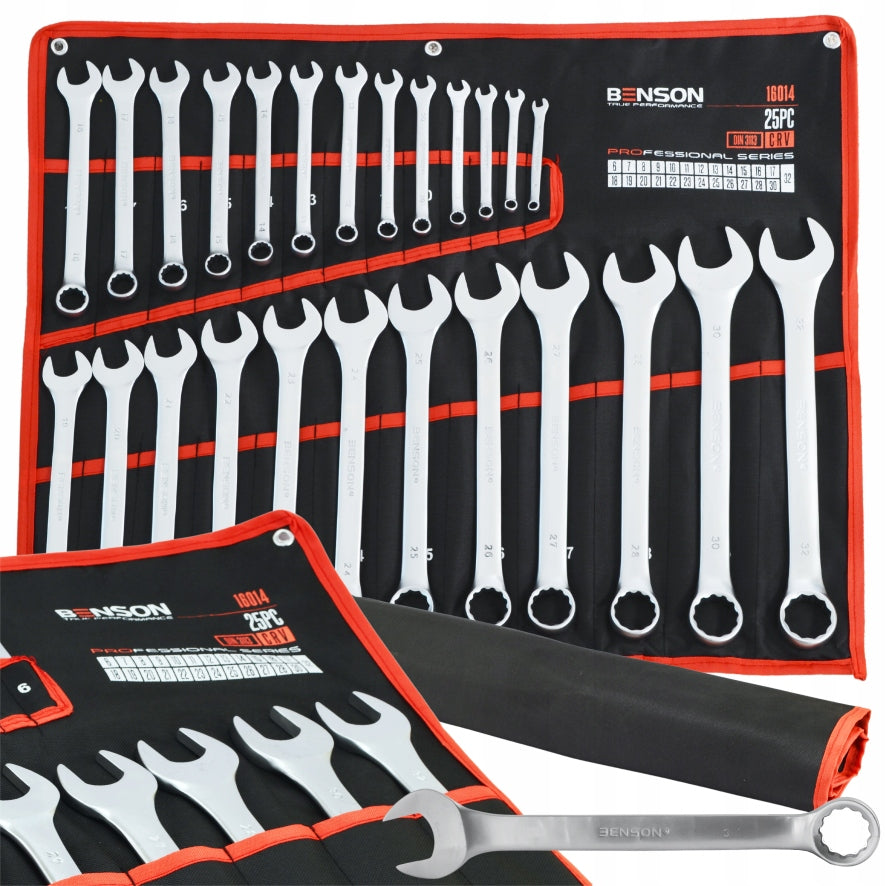 LARGE SET OF FLAT EYE WRENCHES 6-32MM 25EL MAT BENSON WEEK.