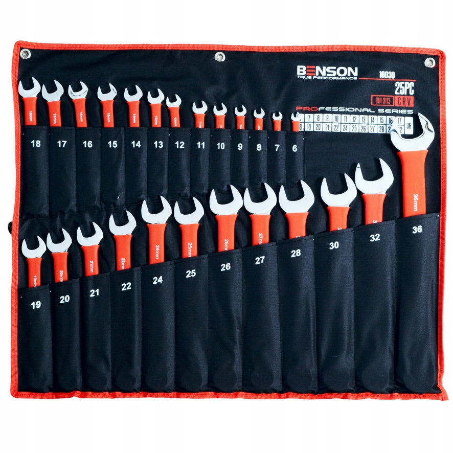 LARGE SET OF FLAT WRENCHES RUBBER 6-36MM 25EL MAT BENSON BY BLACK Manufacturer code 16030