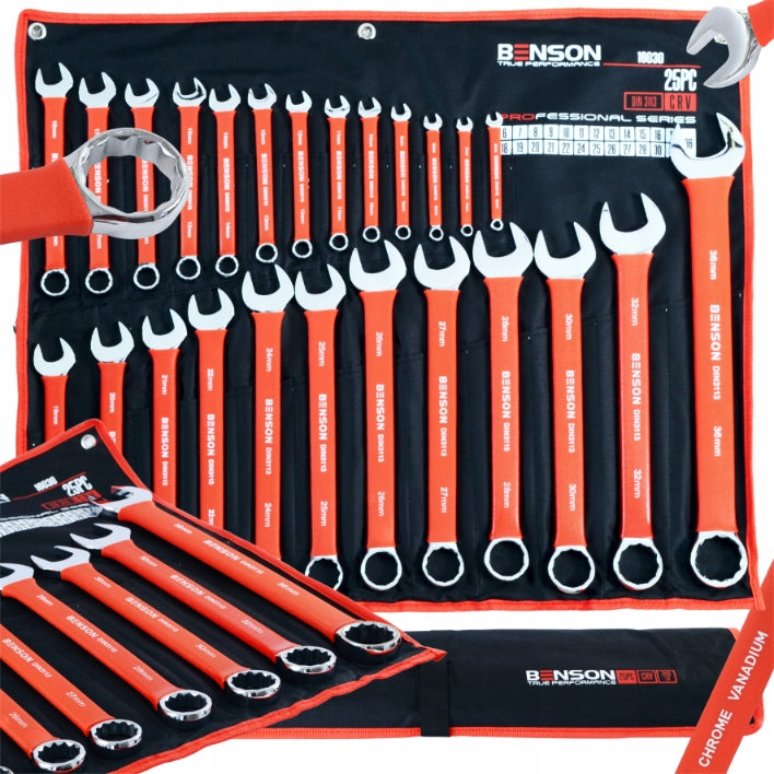 LARGE SET OF FLAT WRENCHES RUBBER 6-36MM 25EL MAT BENSON BY BLACK