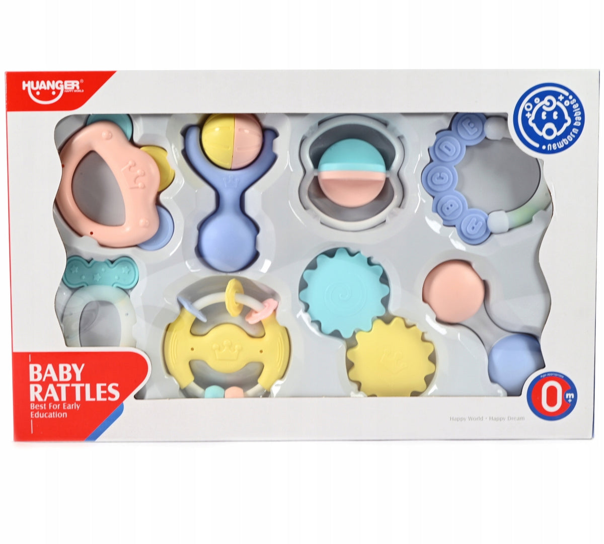 LARGE SET OF RATTLES PASTEL SENSORY TOYS FOR BABY 8PCS