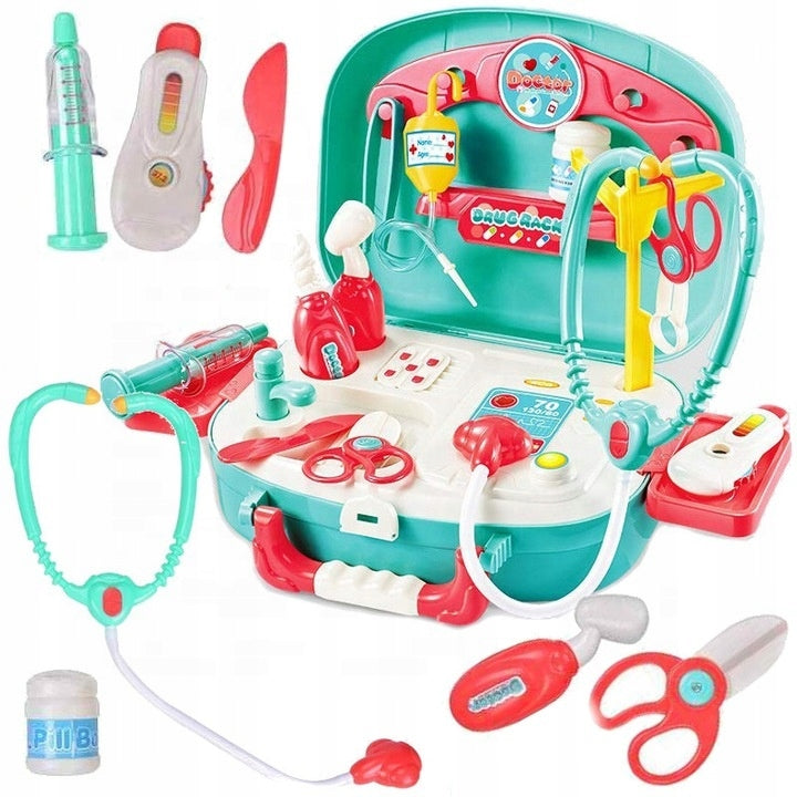 LARGE SET OF SMALL DOCTOR BACKPACK HANDY SUITCASE FOR CHILDREN 19 EL