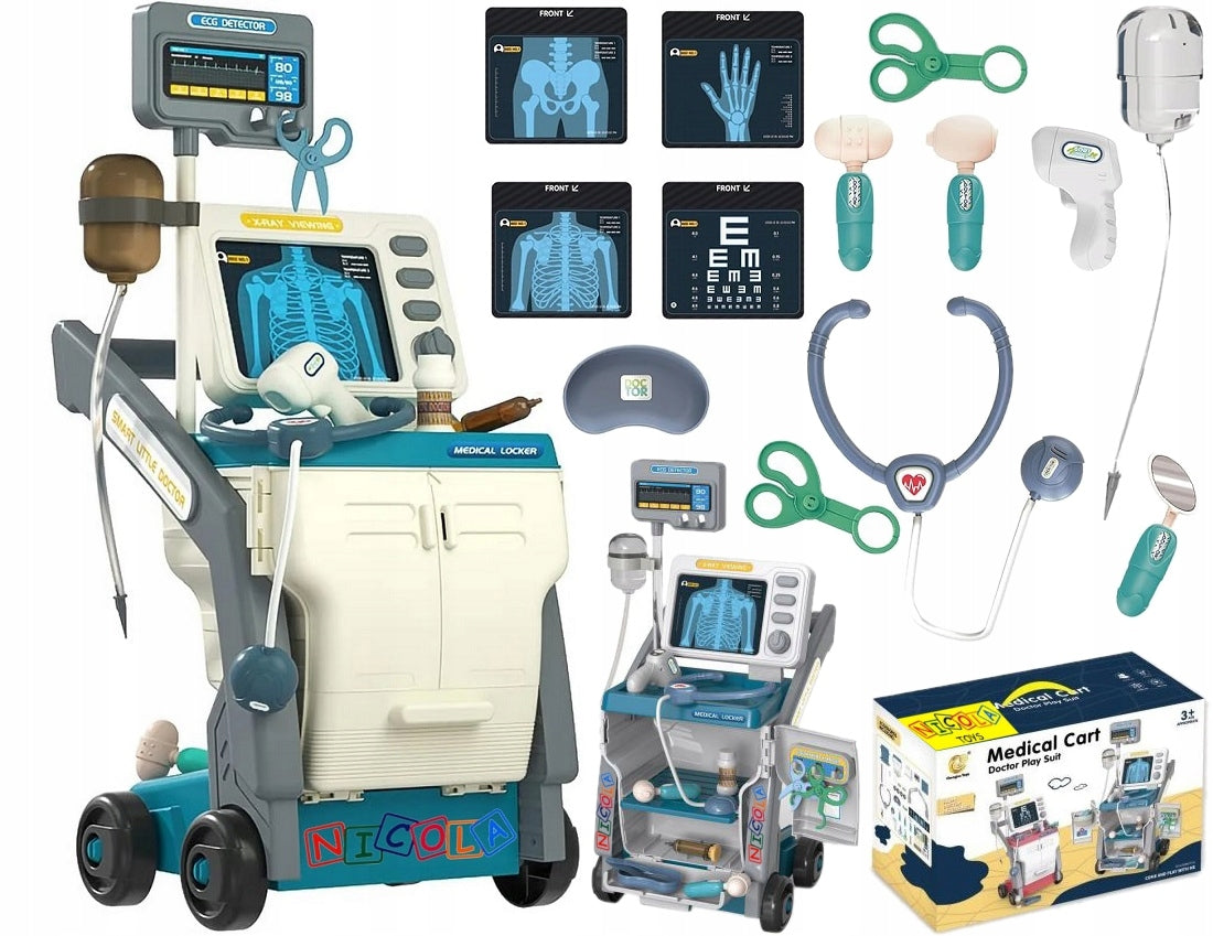 LARGE SET OF SMALL DOCTOR CART X-RAY DRIP EKG RTG 5878