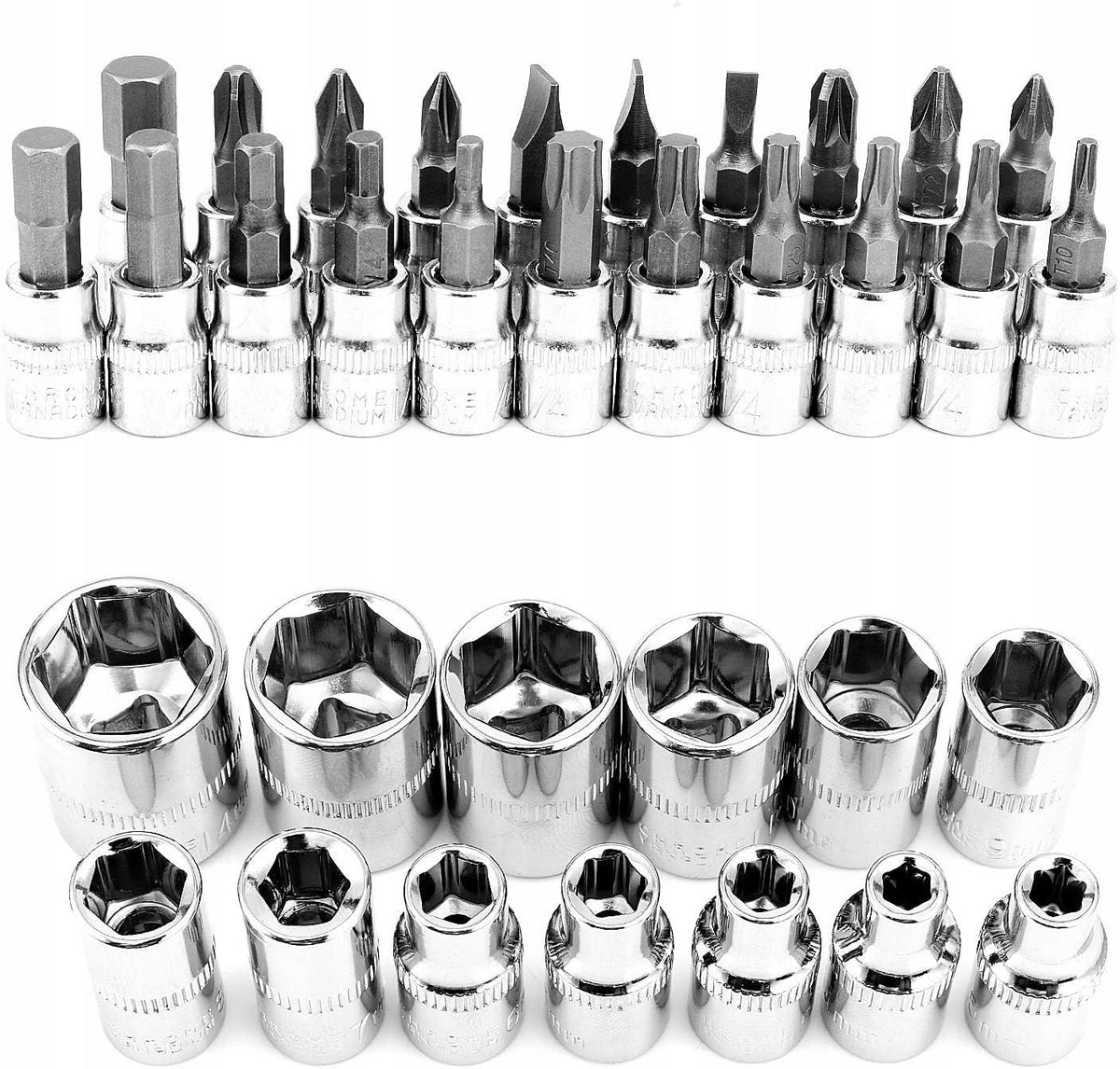 LARGE SET OF SOCKET WRENCHES TOOLS SOCKET WRENCHES 46 ELEMENTS TORX Packaging status original