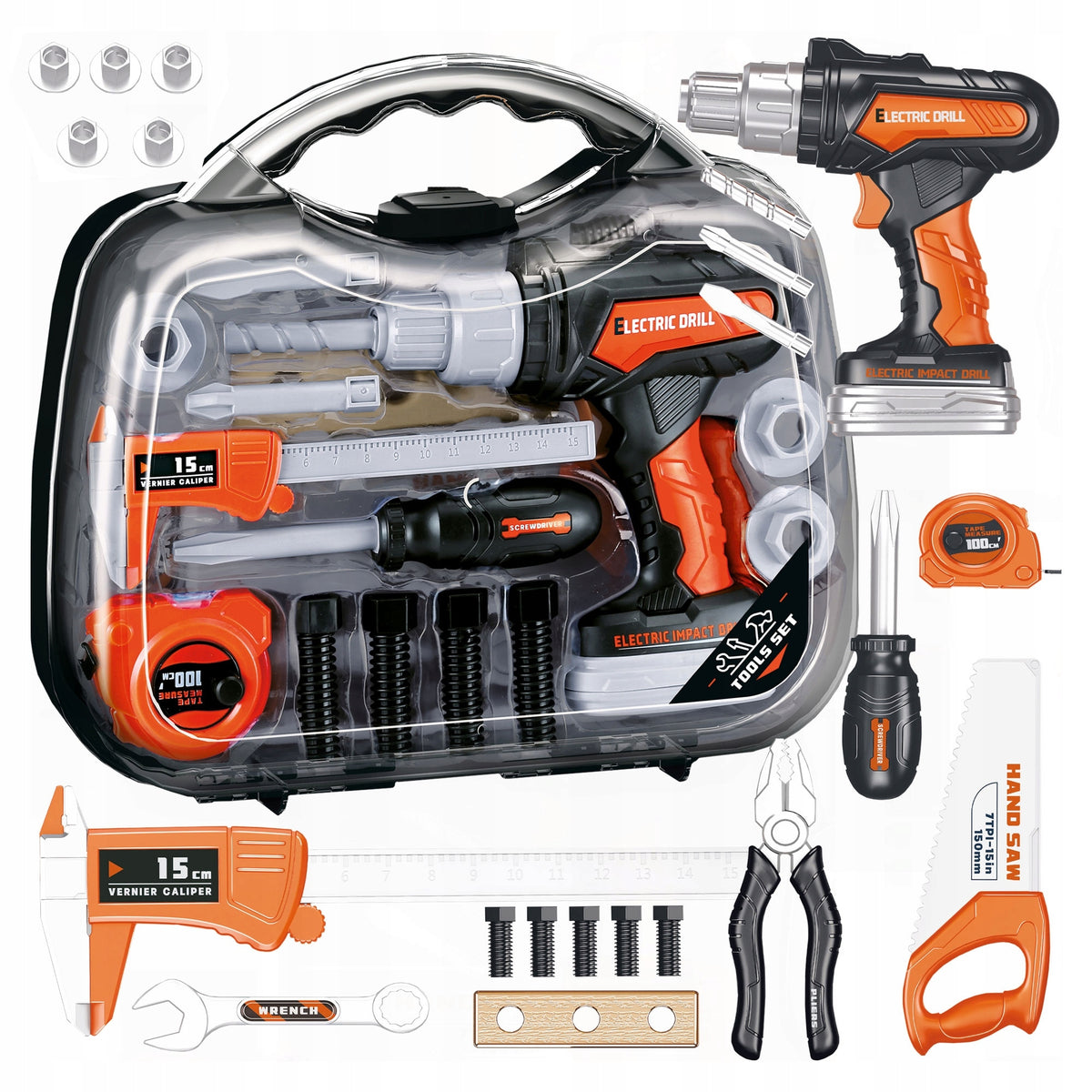 LARGE SET OF TOOLS WORKSHOP FOR CHILDREN DIY SUITCASE SCREWDRIVER