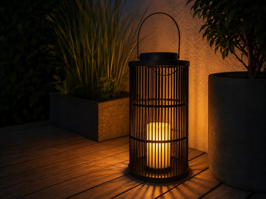 LARGE SOLAR LANTERN LED Garden Lamp LANTERN Decorative Braided Packaging status original