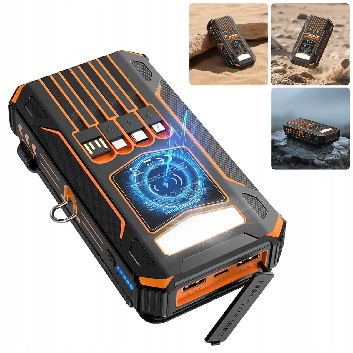 LARGE SOLAR POWERBANK WATERPROOF POWERFUL FLASHLIGHT 27000mAh NEW 2026