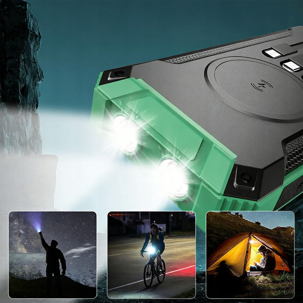 LARGE SOLAR POWERBANK WATERPROOF USB POWERFUL FLASHLIGHT 30000mAh Packaging status original